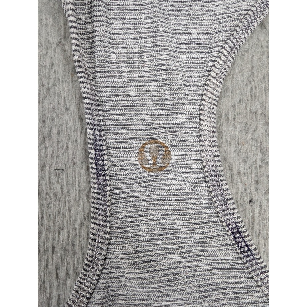 Lululemon Tank Top Womens Gray White Stripe Racerback‎ Athletic Yoga Gym Shirt - Picture 2 of 7